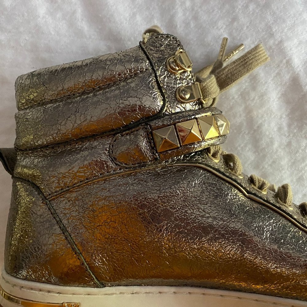 Michael Kors Gold Glam Studded Hightops Sz 8.5 M - Picture 3 of 5